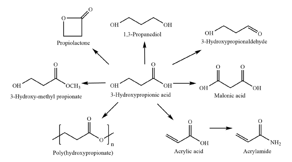 Applications of 3-hydroxypropionic acid as a platform compound