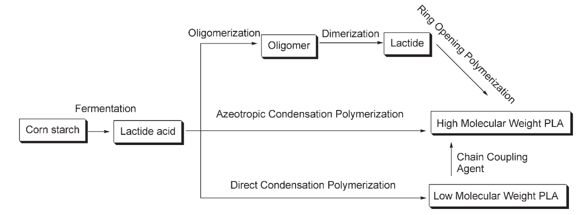 Fig. 3 Synthesis of polylactic acid from L‐ and D‐lactic acids