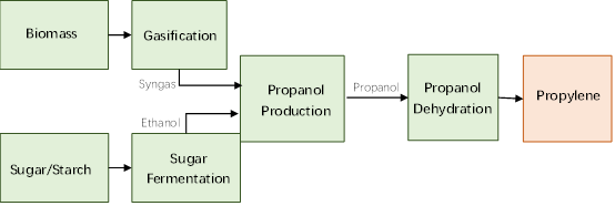 Fig. 3 Thermochemical route for propylene